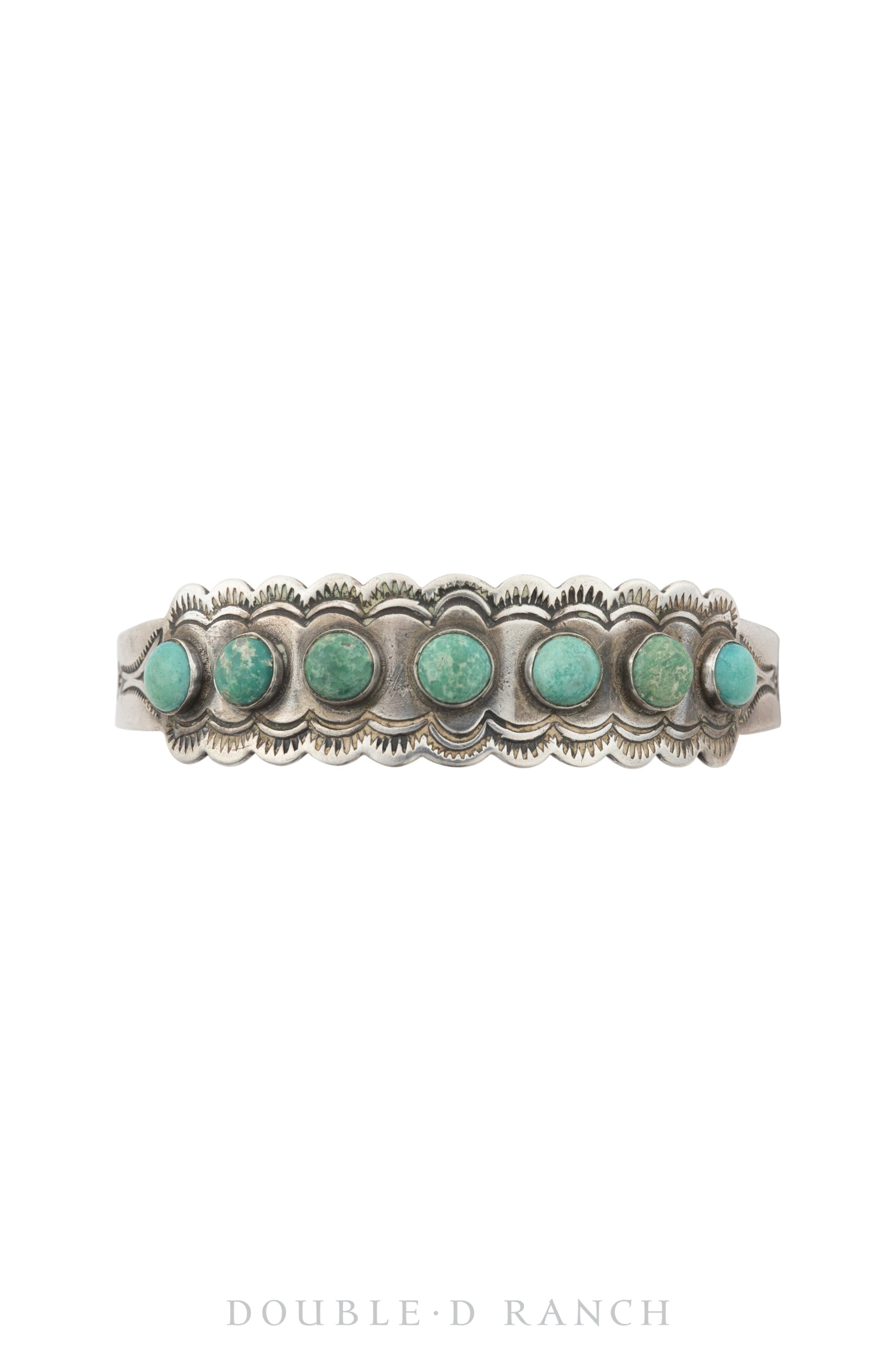 Cuff, Fred Harvey Railroad Era, Turquoise, Snake Eye Row, Coin Silver, Hallmark, Vintage, 3644