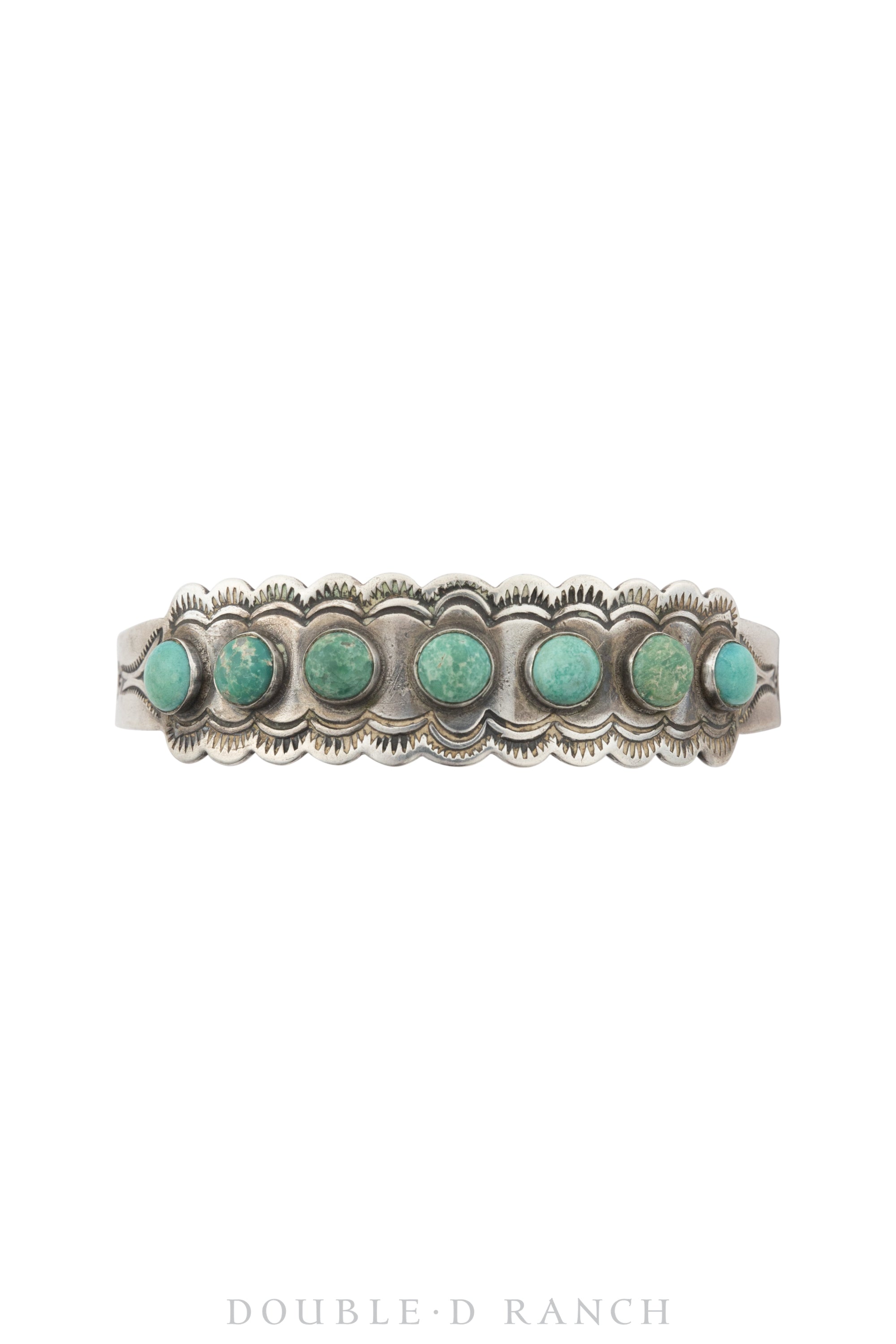 Cuff, Fred Harvey Railroad Era, Turquoise, Snake Eye Row, Coin Silver, Hallmark, Vintage, 3644