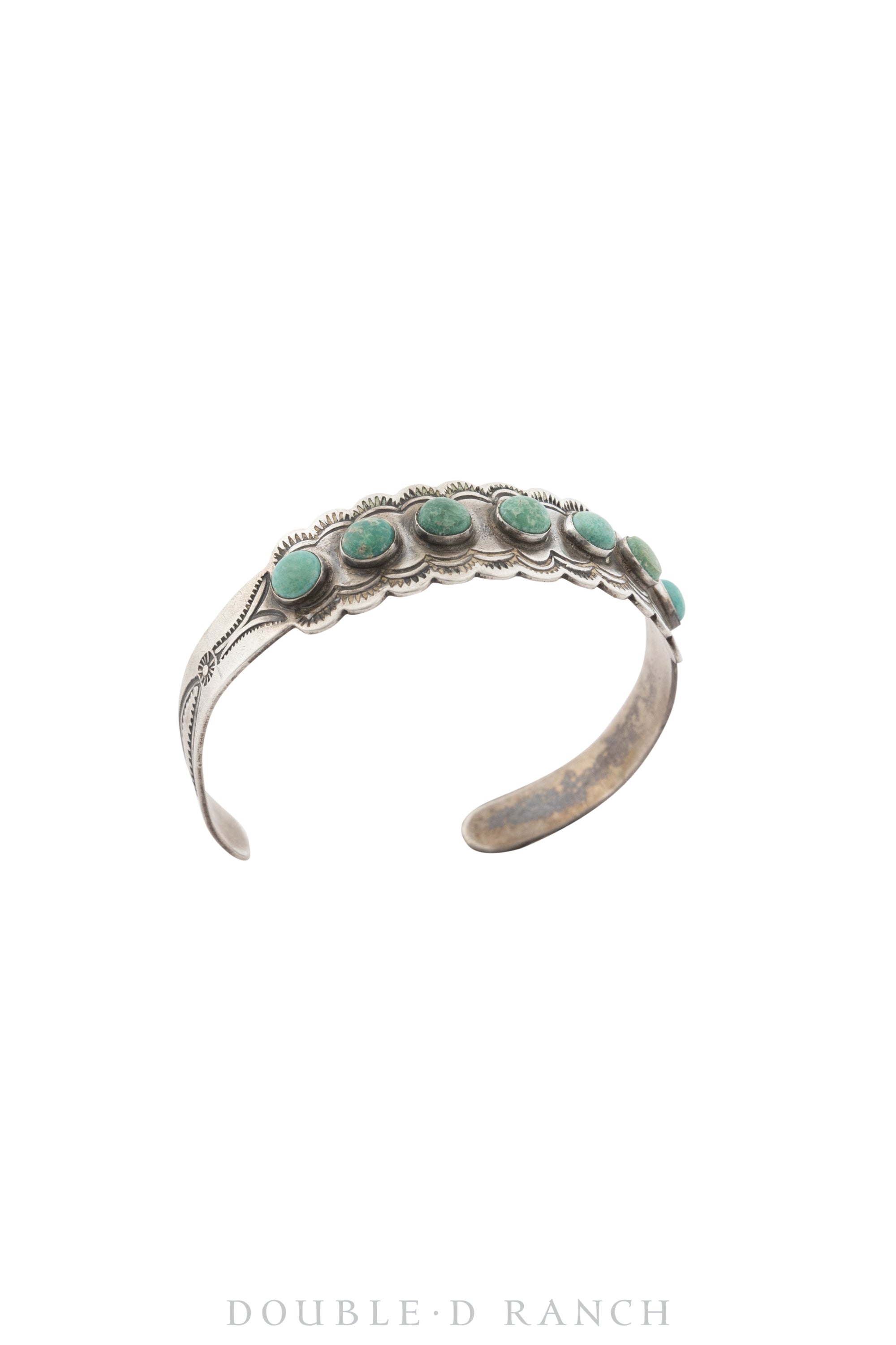 Cuff, Fred Harvey Railroad Era, Turquoise, Snake Eye Row, Coin Silver, Hallmark, Vintage, 3644