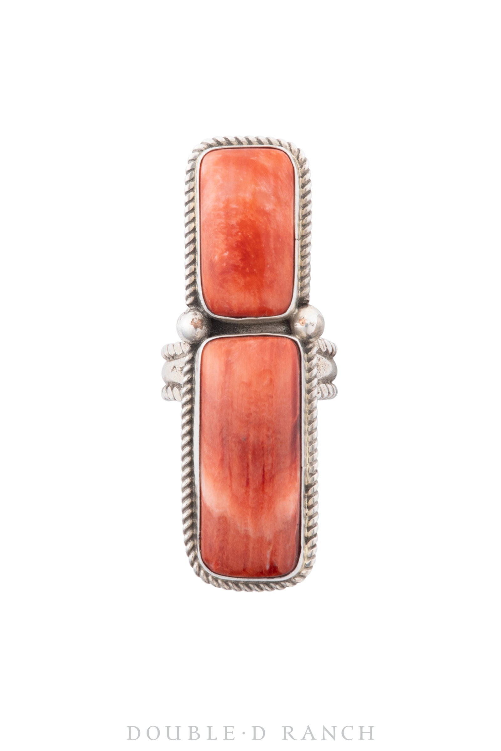 Ring, Natural Stone, Orange Spiny Oyster, Hallmark, Contemporary, 1296