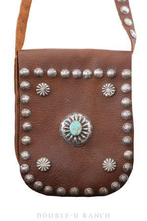 Bag, Bandolier, Conchos, Turquoise Hallmark, Vintage, 1292