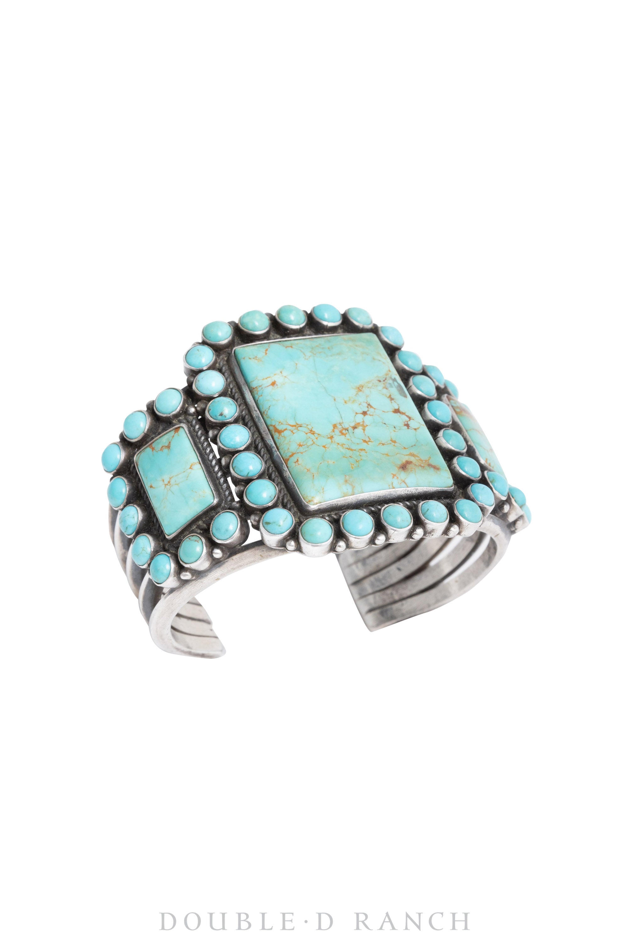 Cuff, Cluster, Turquoise, Square Cameo, Kirk Smith, Vintage, 3468