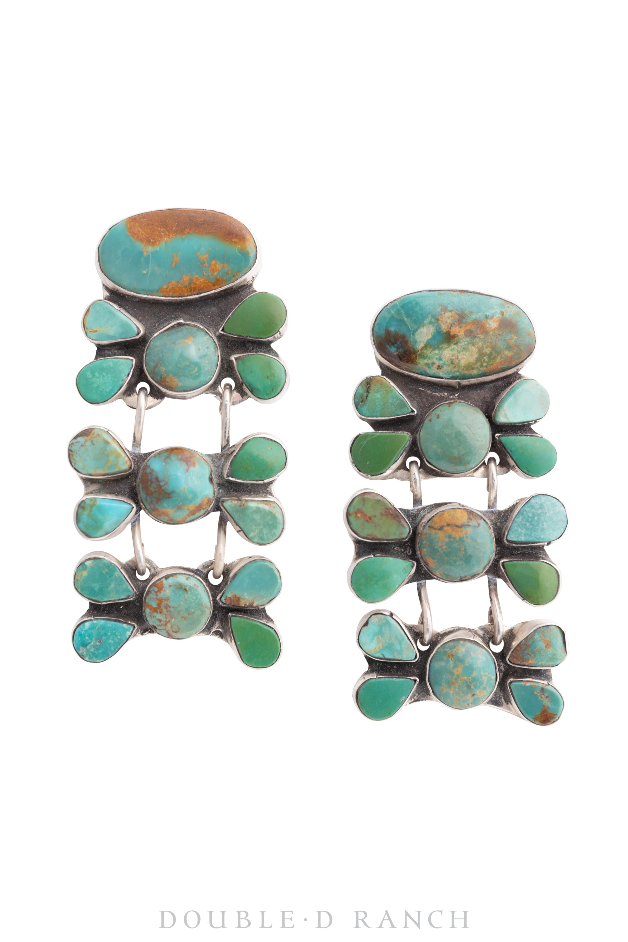 Earrings, Oscar Betz, Ladder, Turquoise,Hallmark, Contemporary, 1598