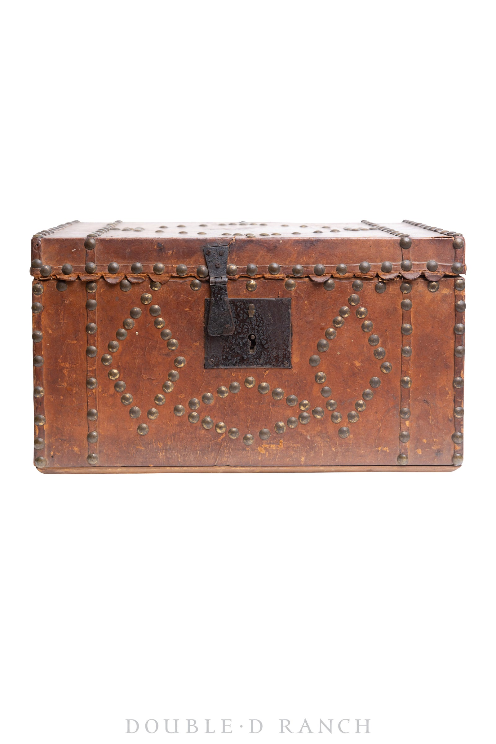 Furniture, Trunk, Leather, Studded, Vintage, 258