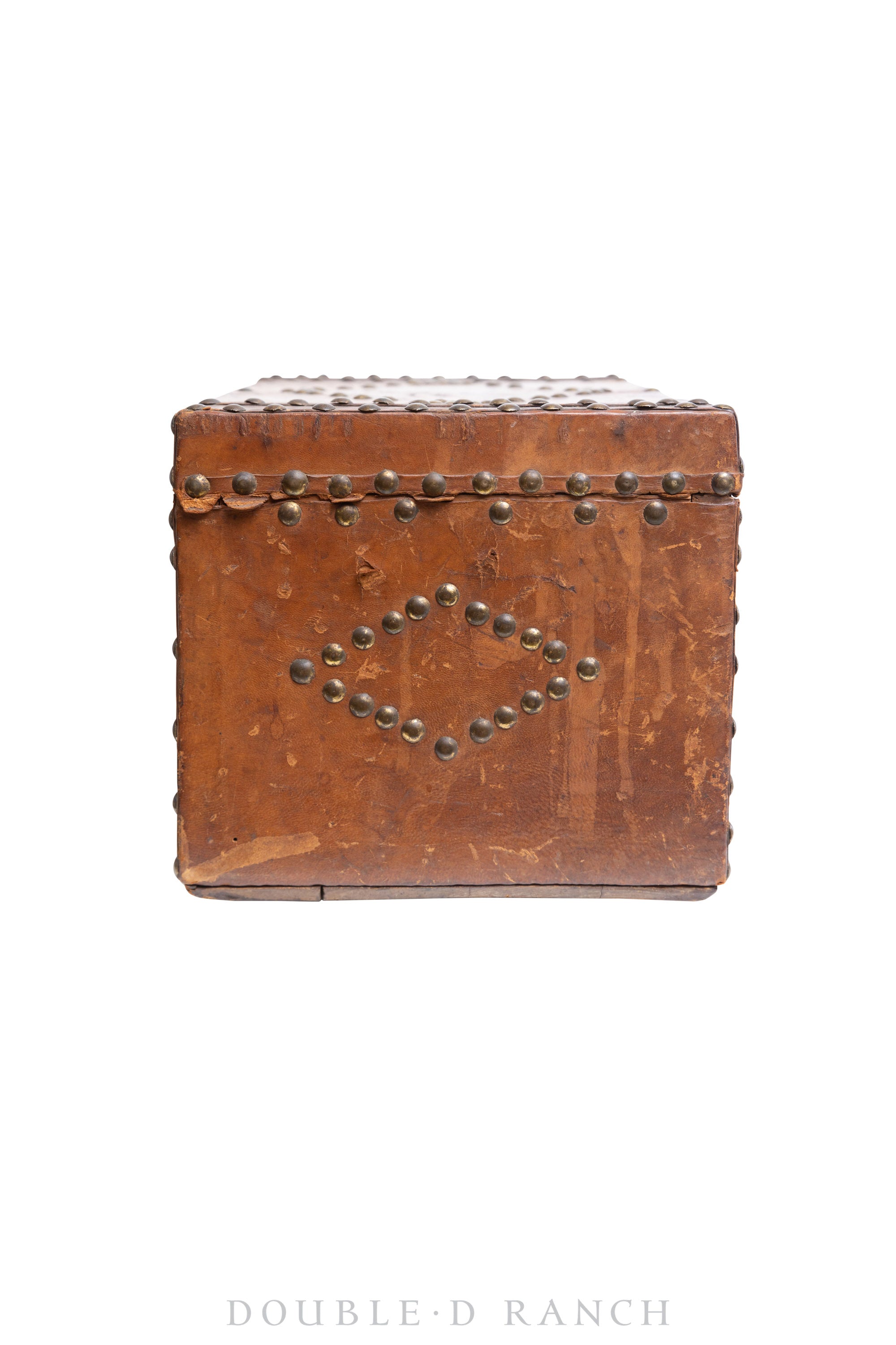 Furniture, Trunk, Leather, Studded, Vintage, 258