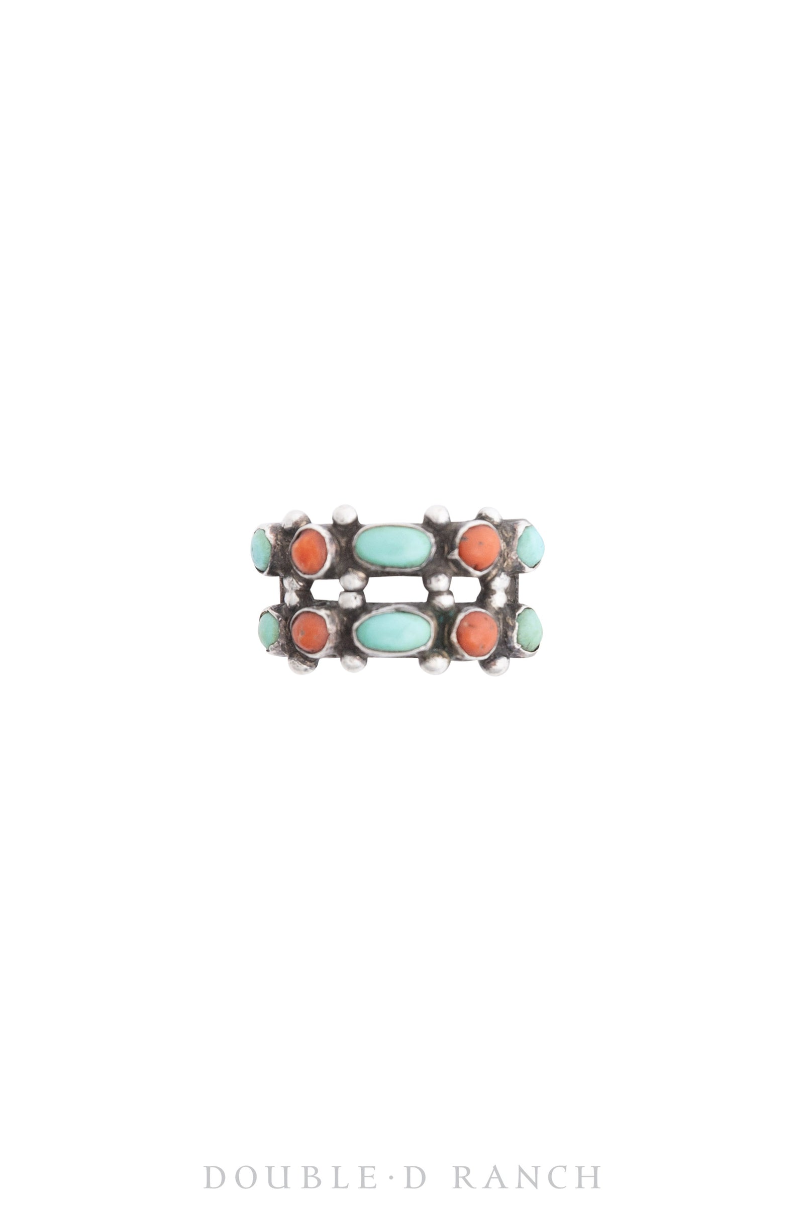 Ring, Cluster, Turquoise & Coral, Vintage, ‘40s, 1257