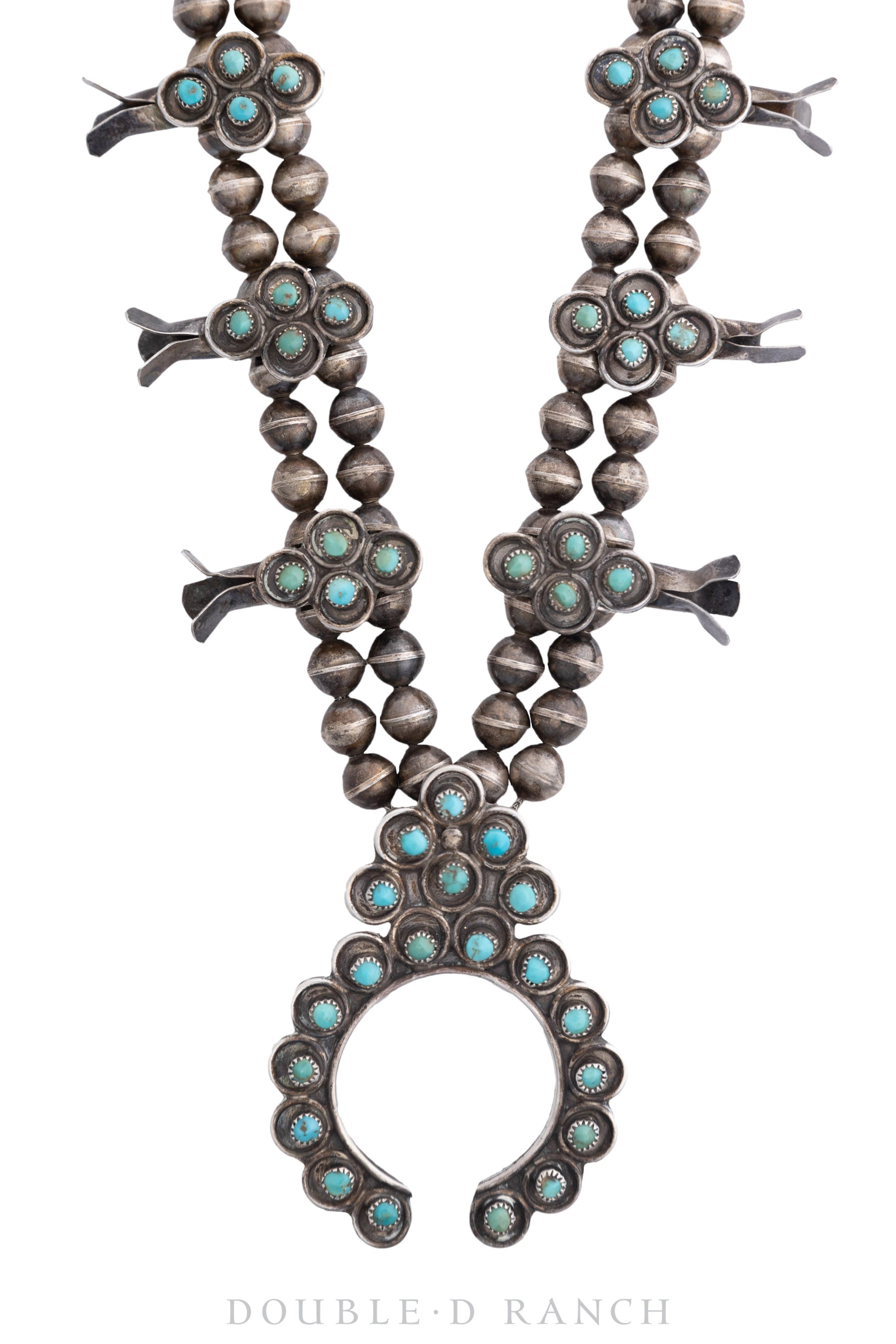 Necklace, Squash Blossom, Turquoise, Snake Eye, Vintage, 2995