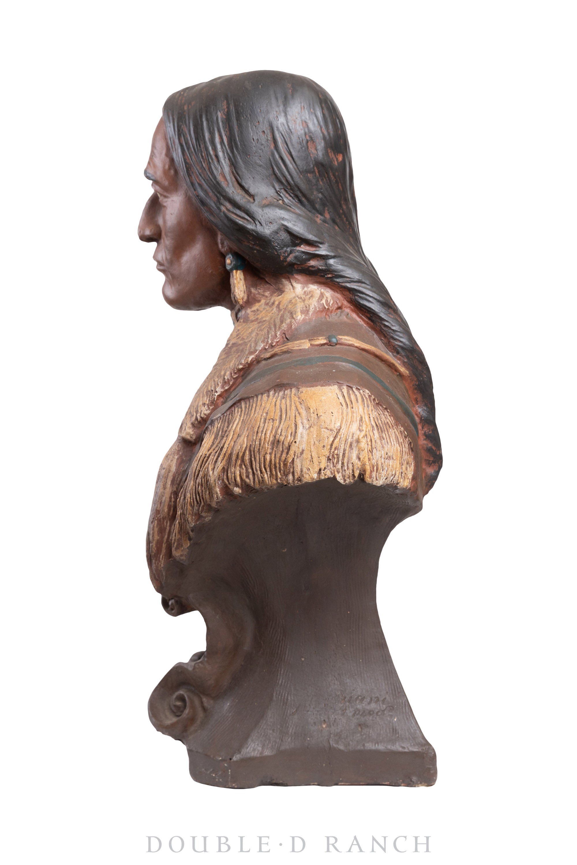 Miscellaneous, Folk Art, Native American Bust, Buckskin, Tobacco Advertising, Antique, 1907, 807