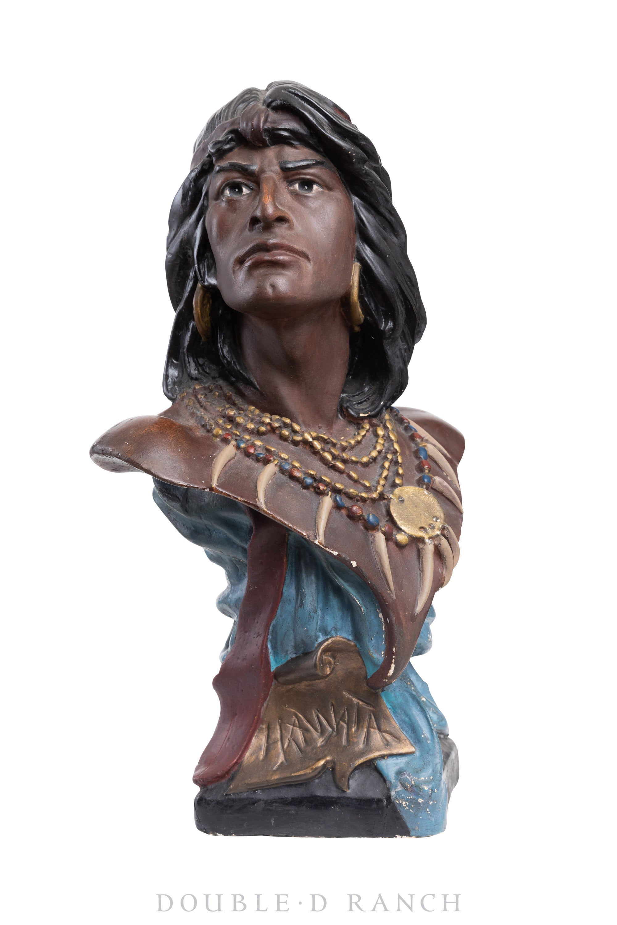 Miscellaneous, Folk Art, Native American Bust, "HI WATA", Tobacco Advertising, Mid 20th Century, 804