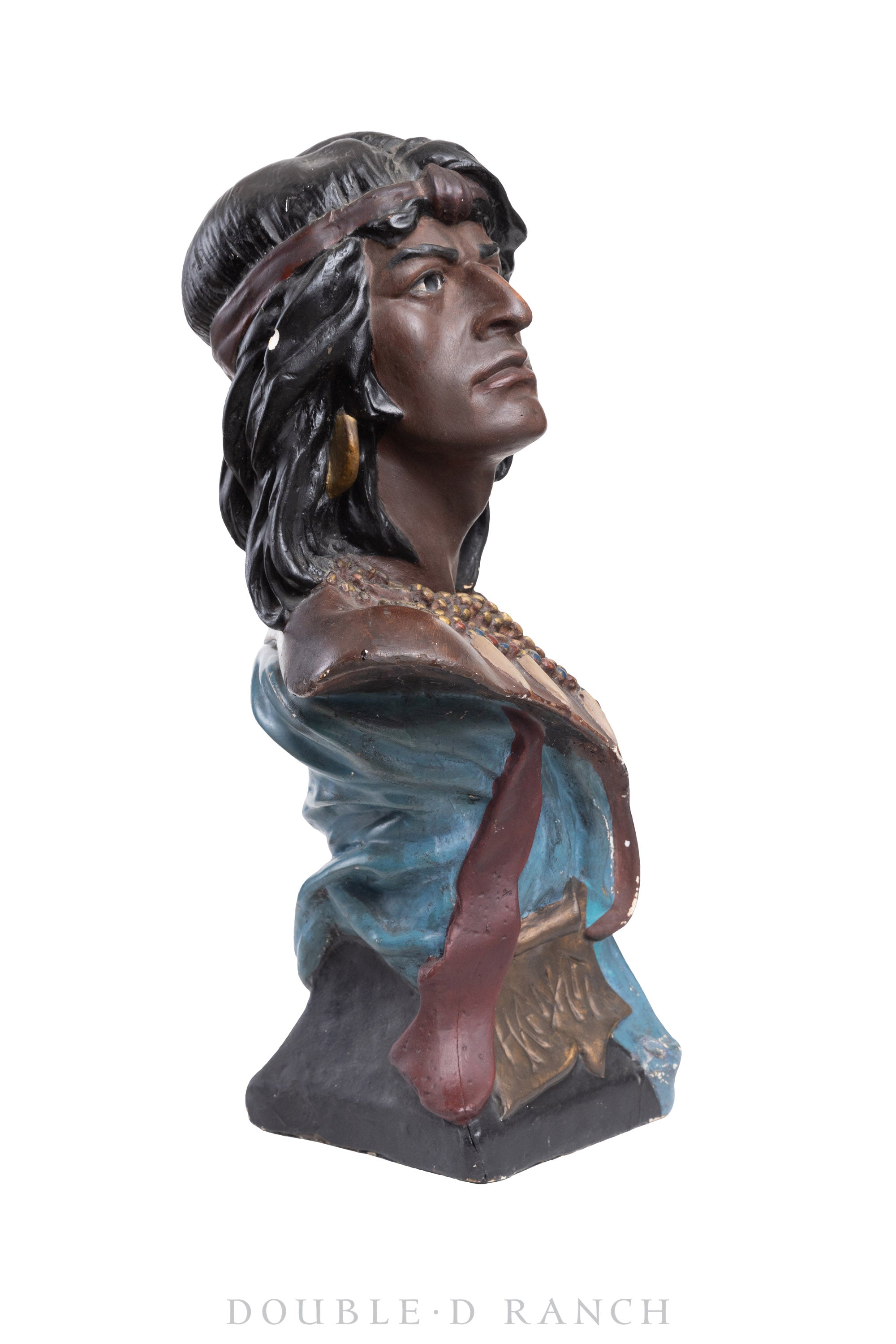 Miscellaneous, Folk Art, Native American Bust, "HI WATA", Tobacco Advertising, Mid 20th Century, 804