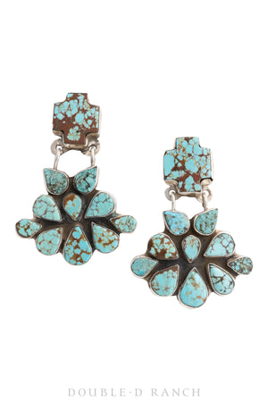Earrings, Oscar Betz, Fan, Turquoise, Hallmark, 1616