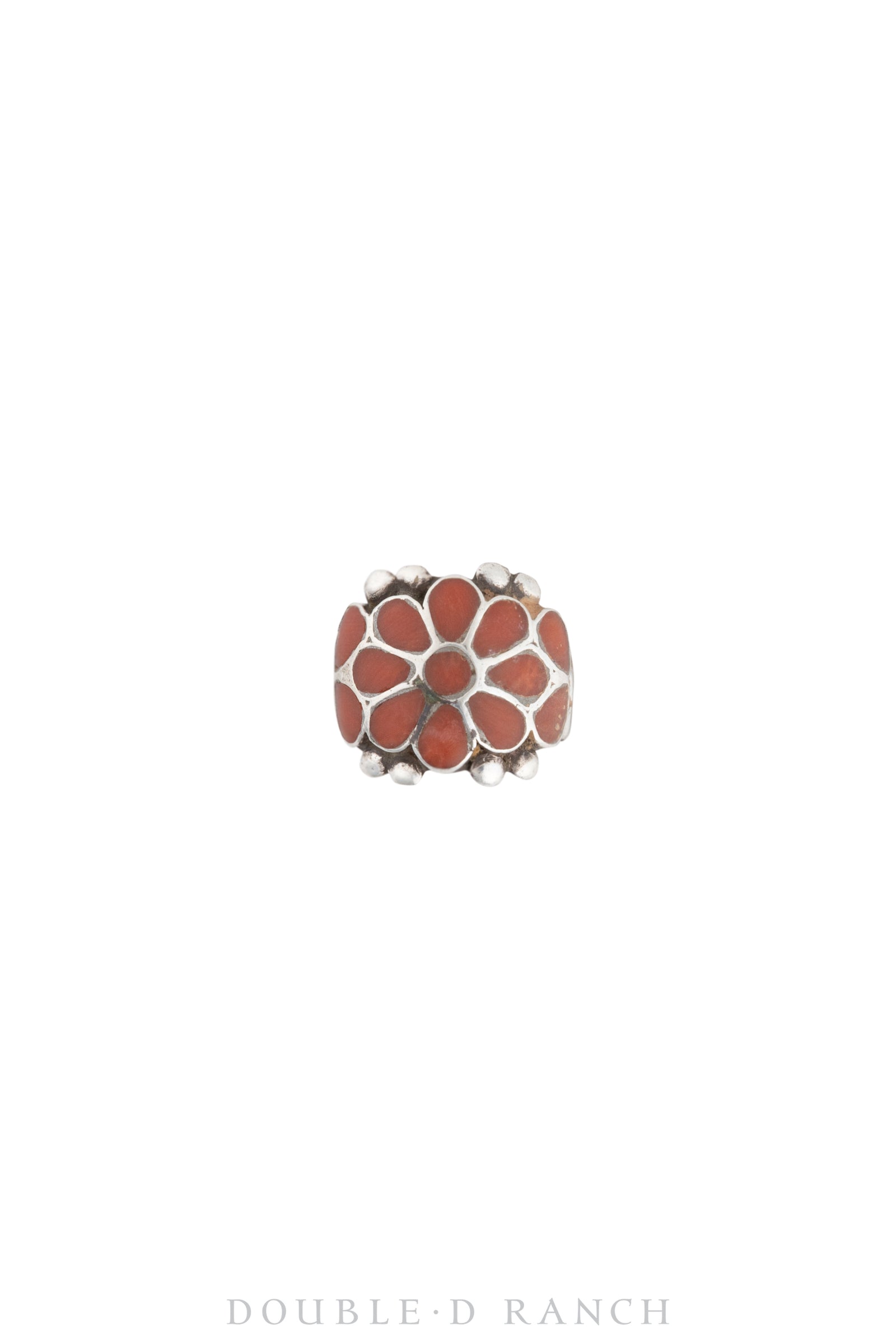 Ring, Inlay, Coral, Dishta Style, Vintage, 1461B