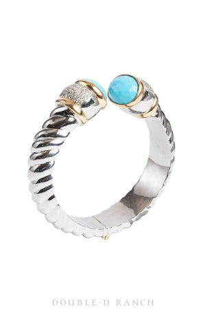 Cuff, Diamond Collection, Rope, Diamonds, Turquoise, Contemporary, 3487c