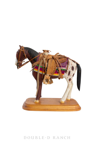 Miscellaneous, Folk Art, Horse with Saddle, Marked, Vintage, 335