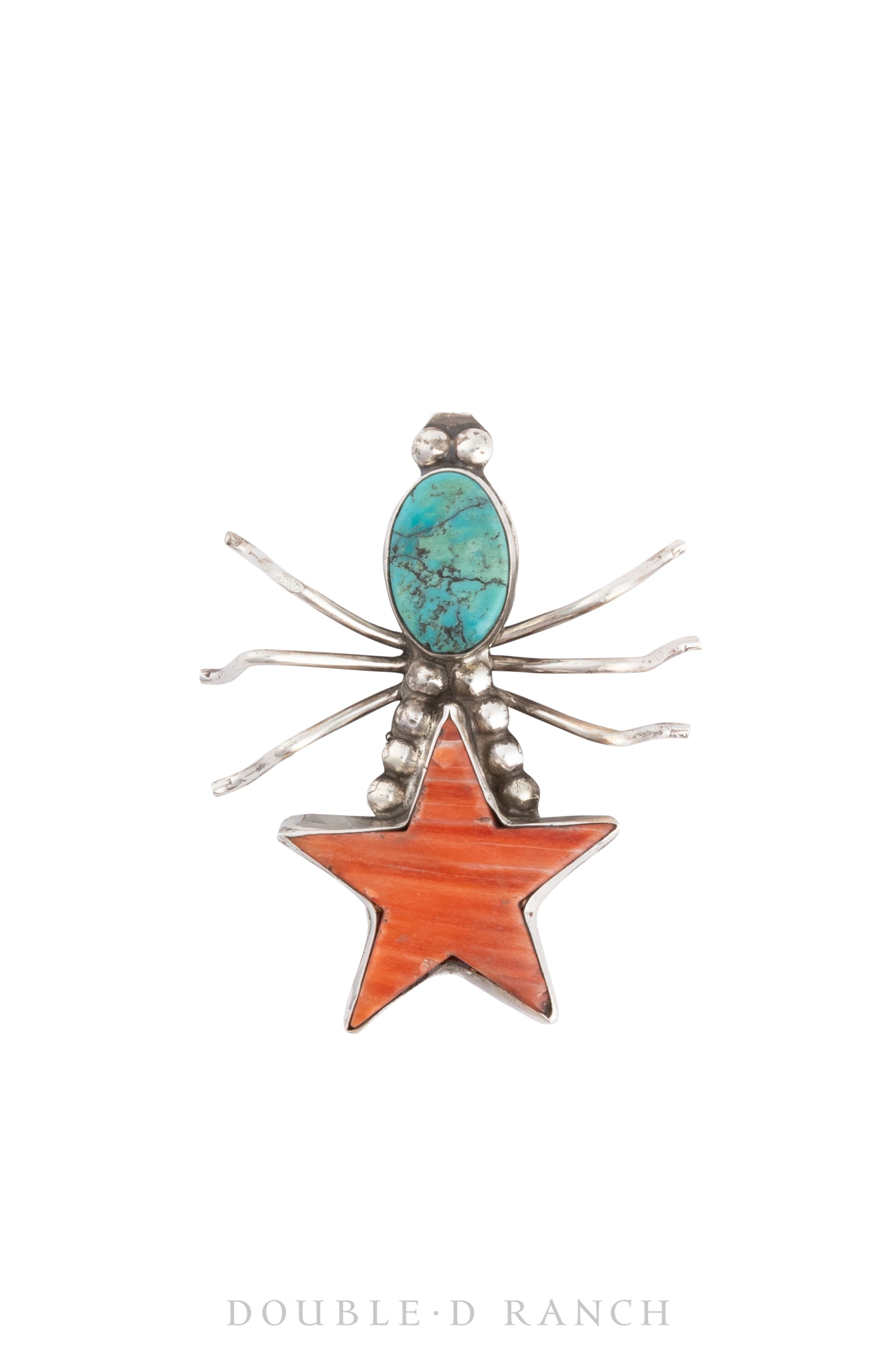 Pin, Novelty, Bug, Orange Spiny Star & Turquoise, Upcycled Vintage, 998