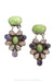 Earrings, Oscar Betz, Triangle, Turquoise, Pink Mussel Shell, & Charoite, Hallmark, Contemporary, 1312