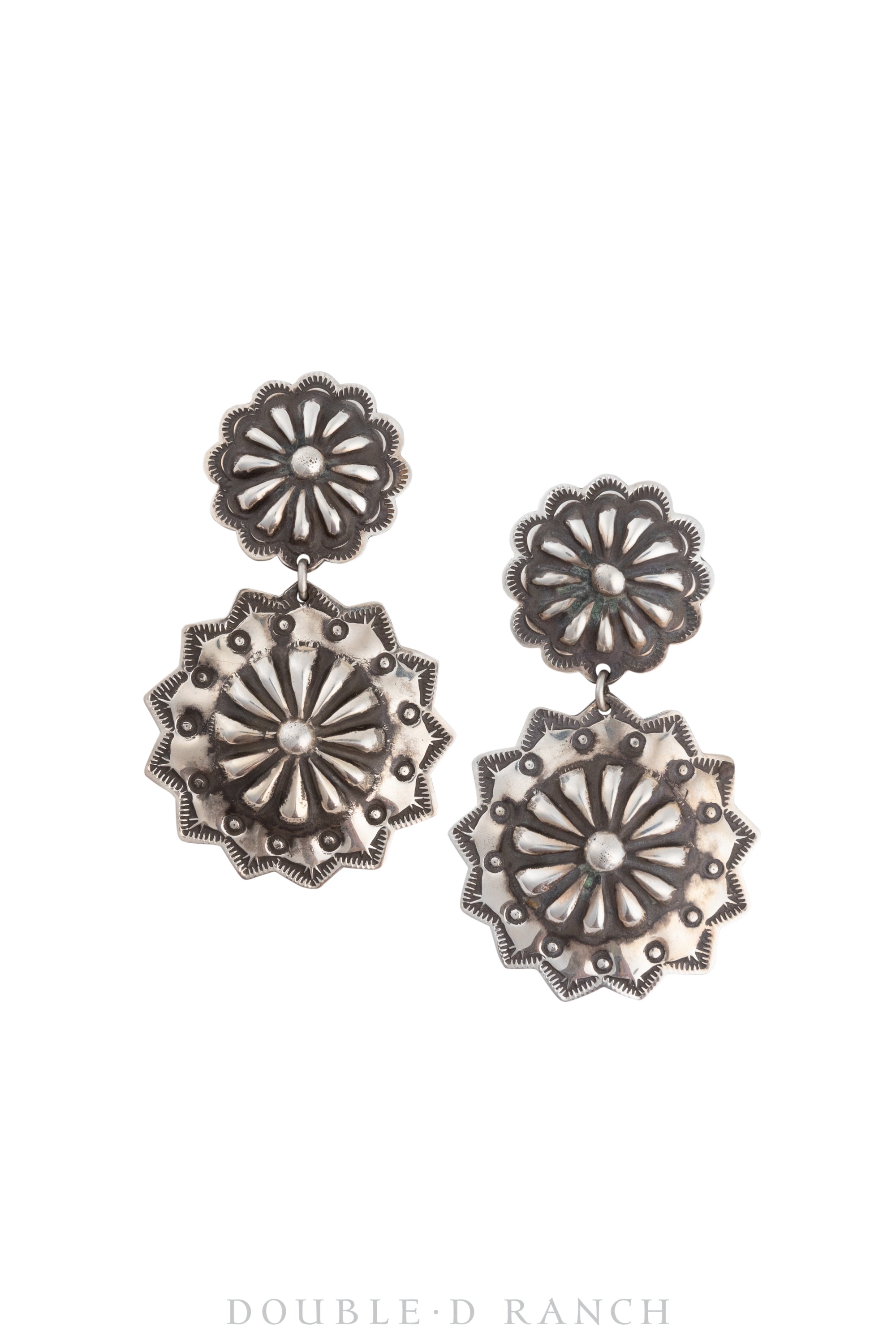 Earrings, Concho, Double Dangle, Hallmark, New Old Stock,1607