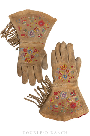 Miscellaneous, Gauntlets, Embroidered, Metis Cree, Vintage, Early 20th Century, 856