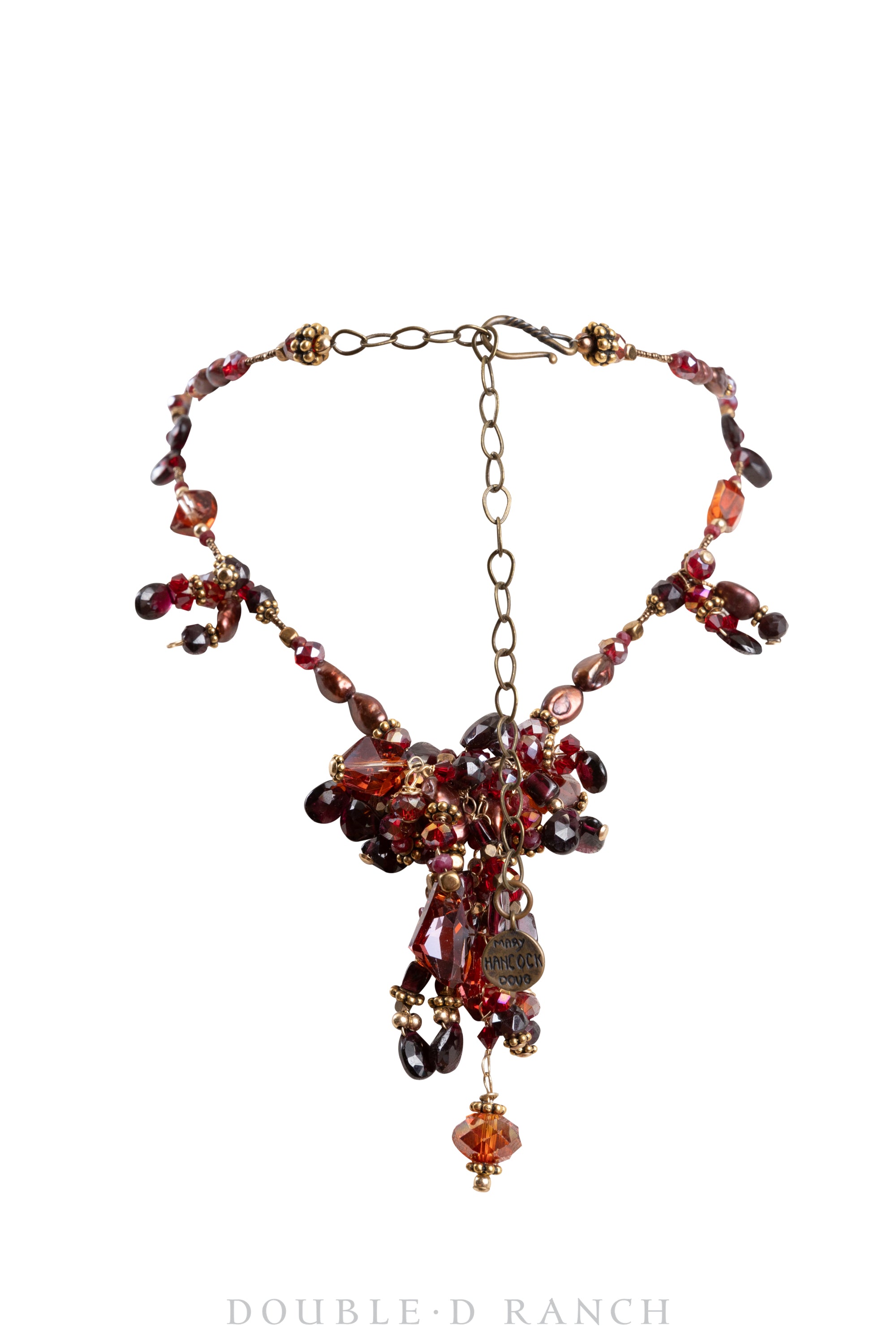 Necklace, Mummy's Bundle, Statement, Carnelian Pearls, Ruby Hued Crystals, New Old Stock, 3185