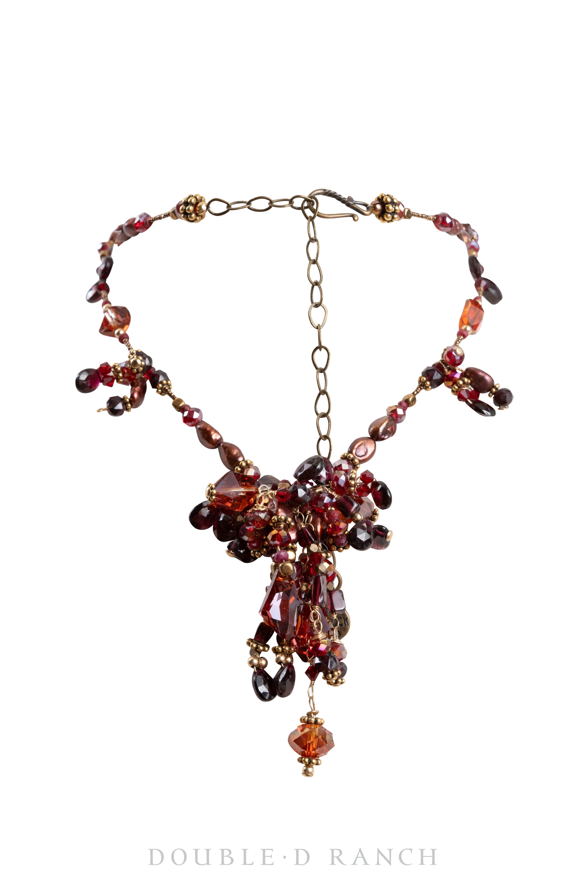 Necklace, Mummy's Bundle, Statement, Carnelian Pearls, Ruby Hued Crystals, New Old Stock, 3185