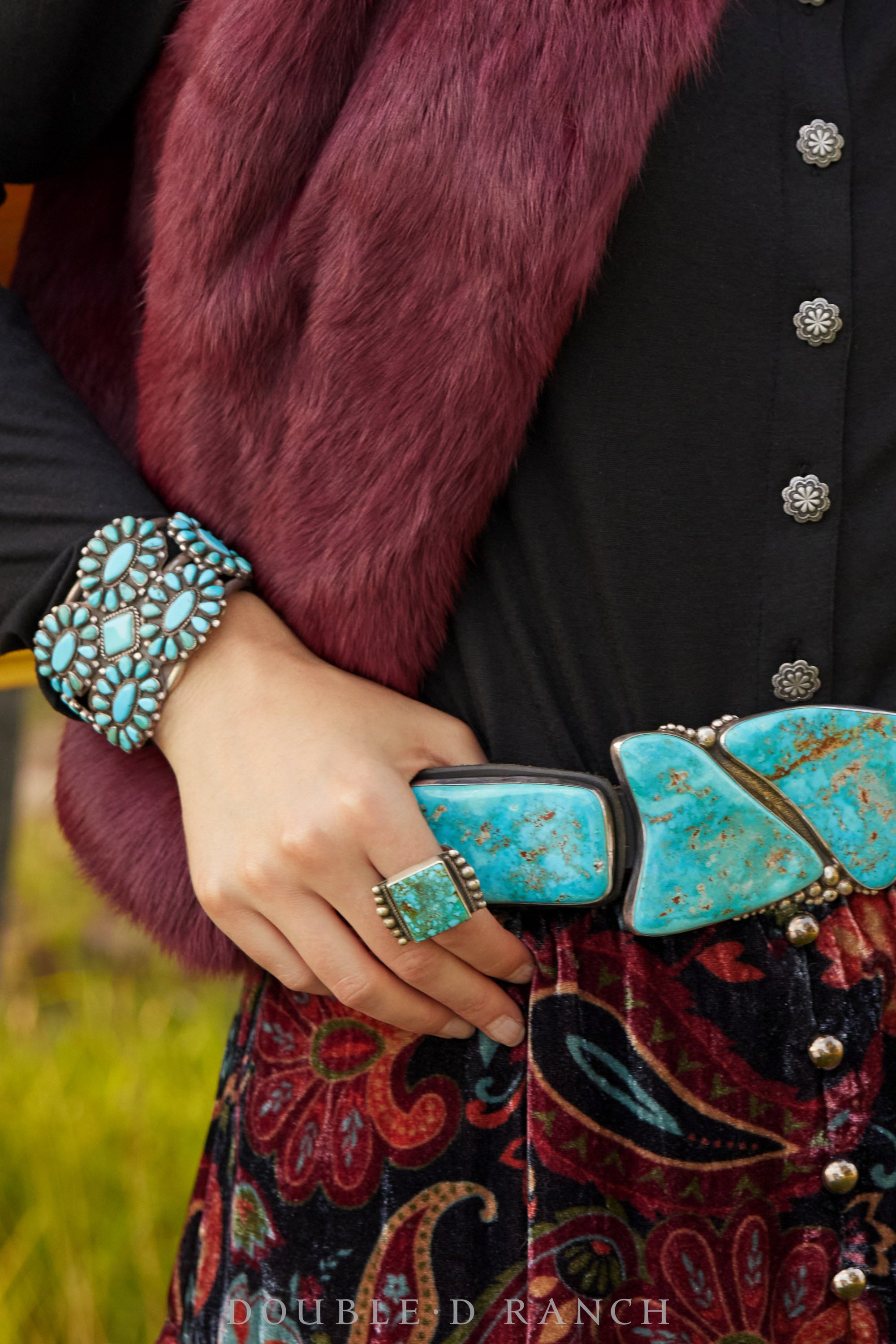 Cuff, Cluster, Turquoise, Unusual Layout, Vintage, ‘60s, 3198