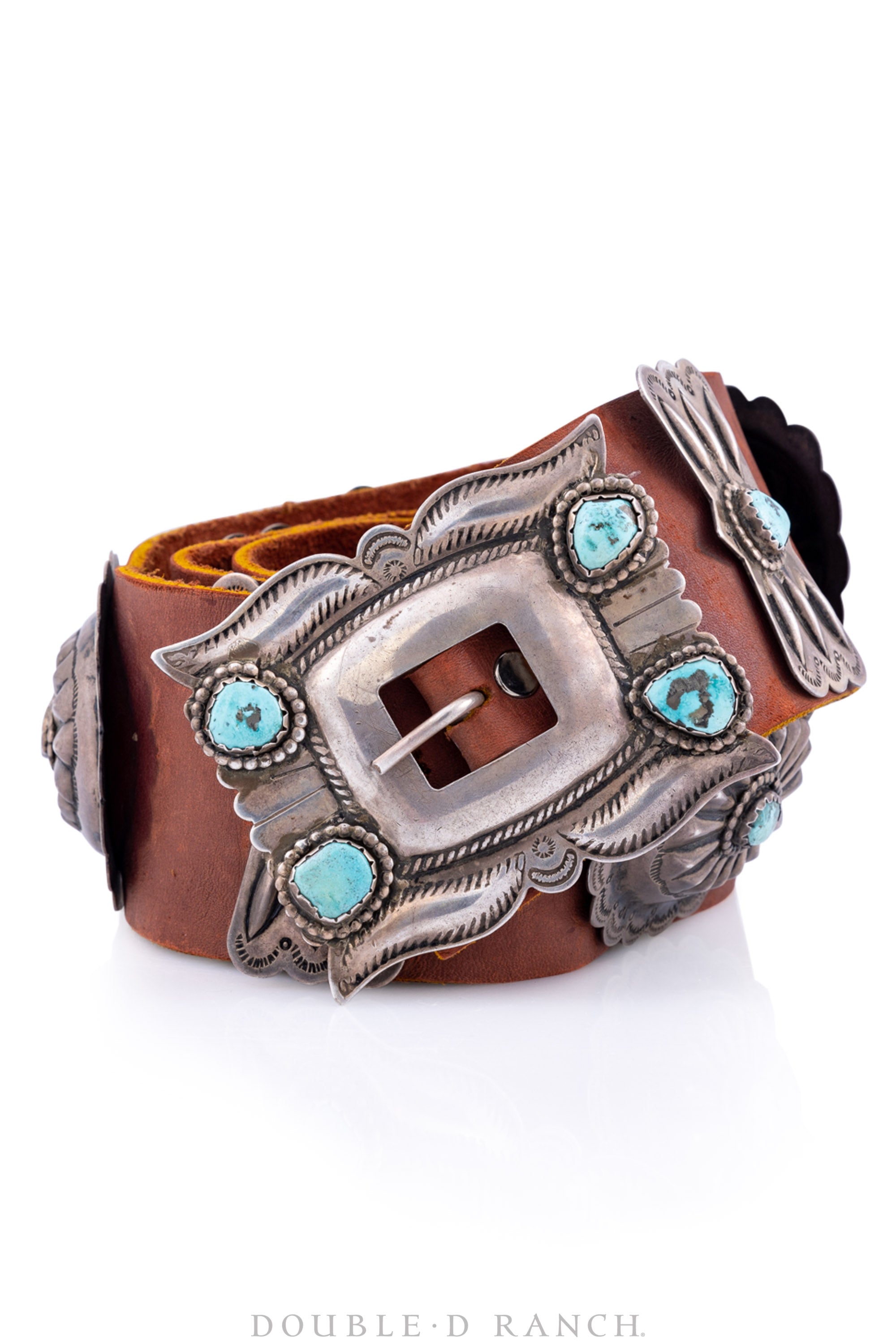 Belt, A Vintage, Concho, Turquoise, Repousse, Vintage Estate, Mid 20th Century, 197