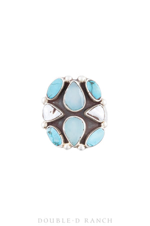 Ring, Oscar Betz, Turquoise, Aquamarine, Mother of Pearl, Hallmark, 989