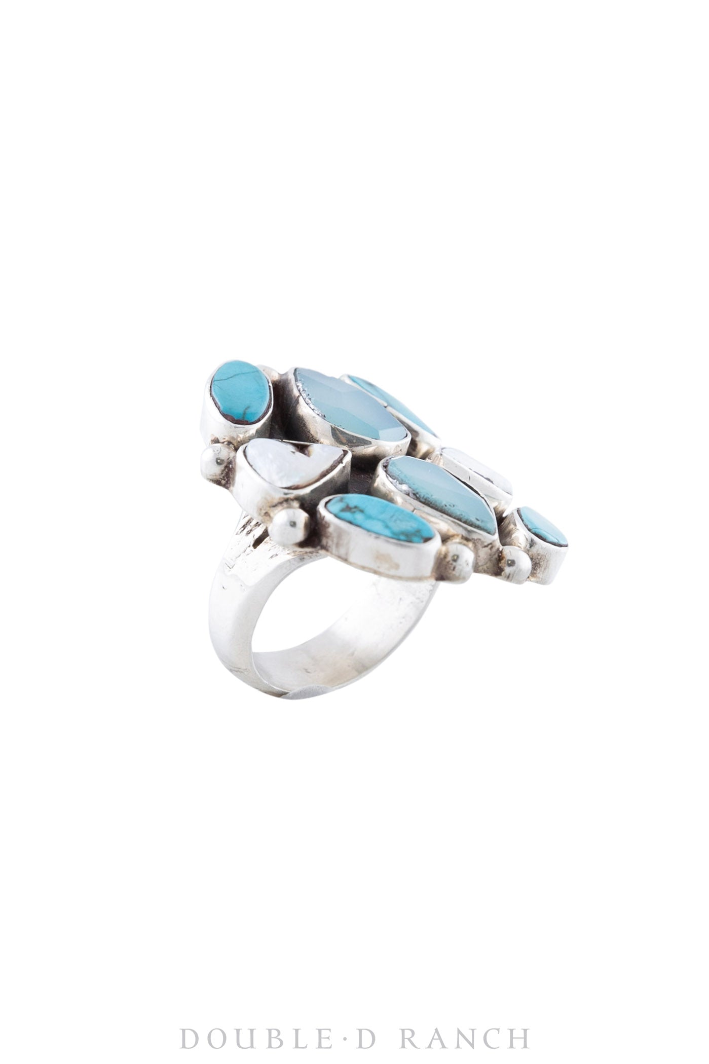 Ring, Oscar Betz, Turquoise, Aquamarine, Mother of Pearl, Hallmark, 989