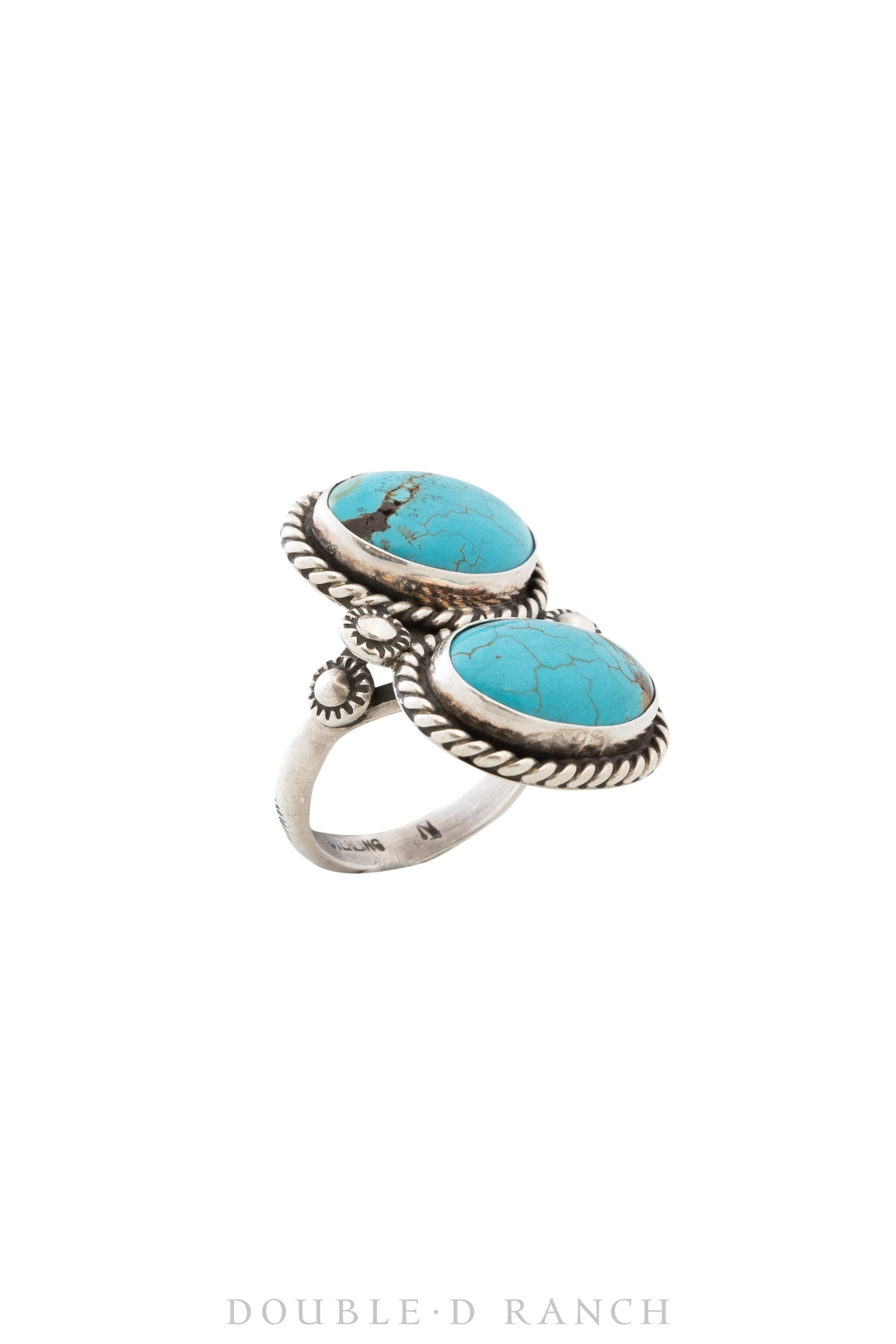 Ring, Turquoise, Double Stone, Hallmark, Vintage, Estate 957