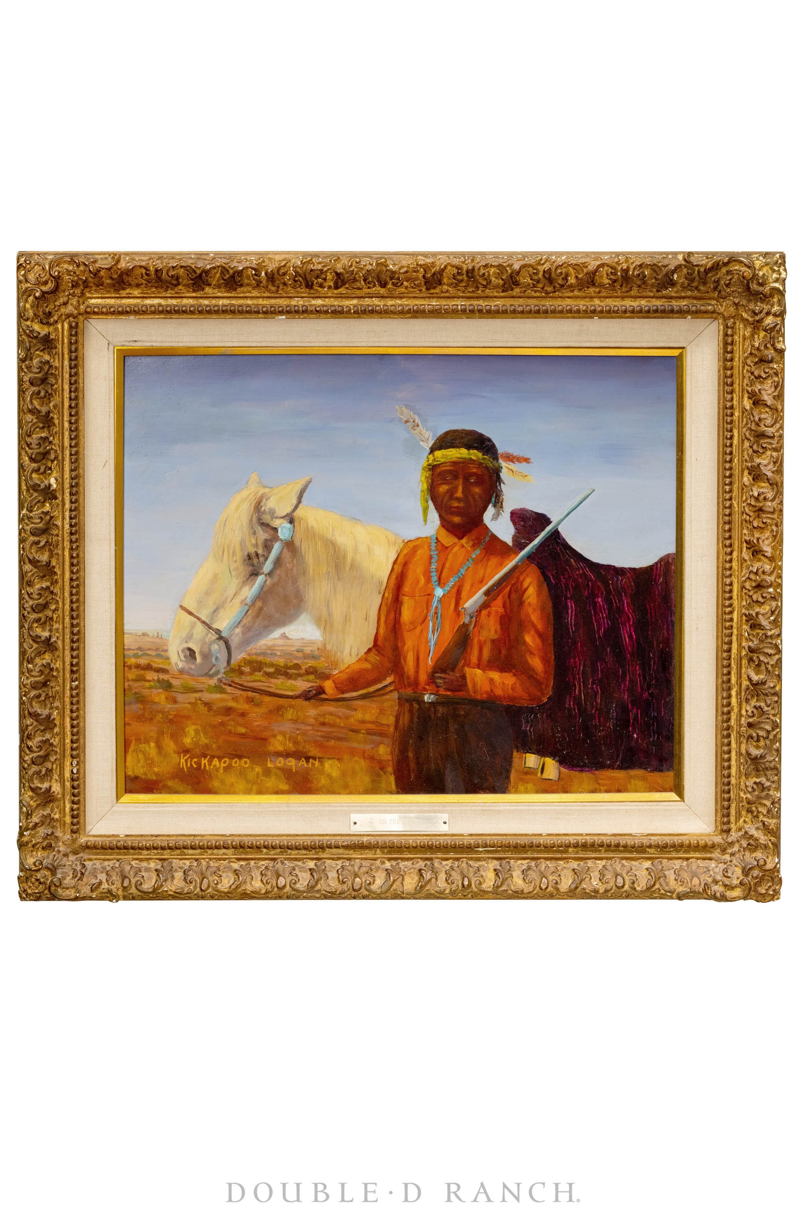 Art, Portrait, "On the Alert", Oil on Board, Roland "Kickapoo" Logan (d)