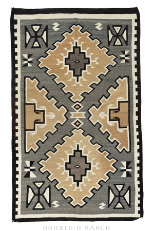 Home, Textile, Rug, Navajo, Handwoven, Two Grey Hills, Vintage, 150