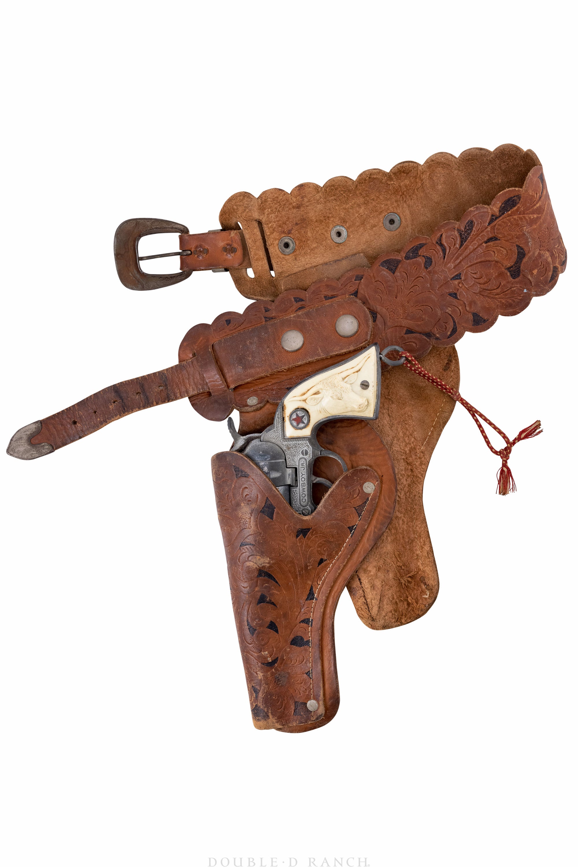 Miscellaneous, Holsters & Pop Pistols, Tooled Leather, Hubley COWBOY Jr., Vintage ‘50s, 121D