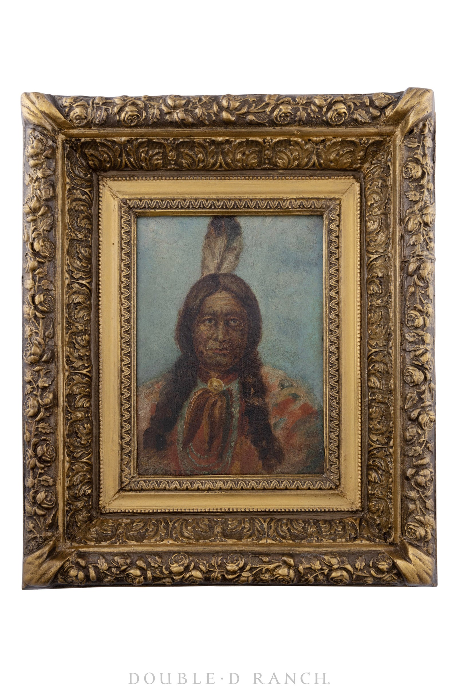 Art, Portrait, Oil, Native American, O.C. Seltzer, Antique, Early 20th Century, 1194