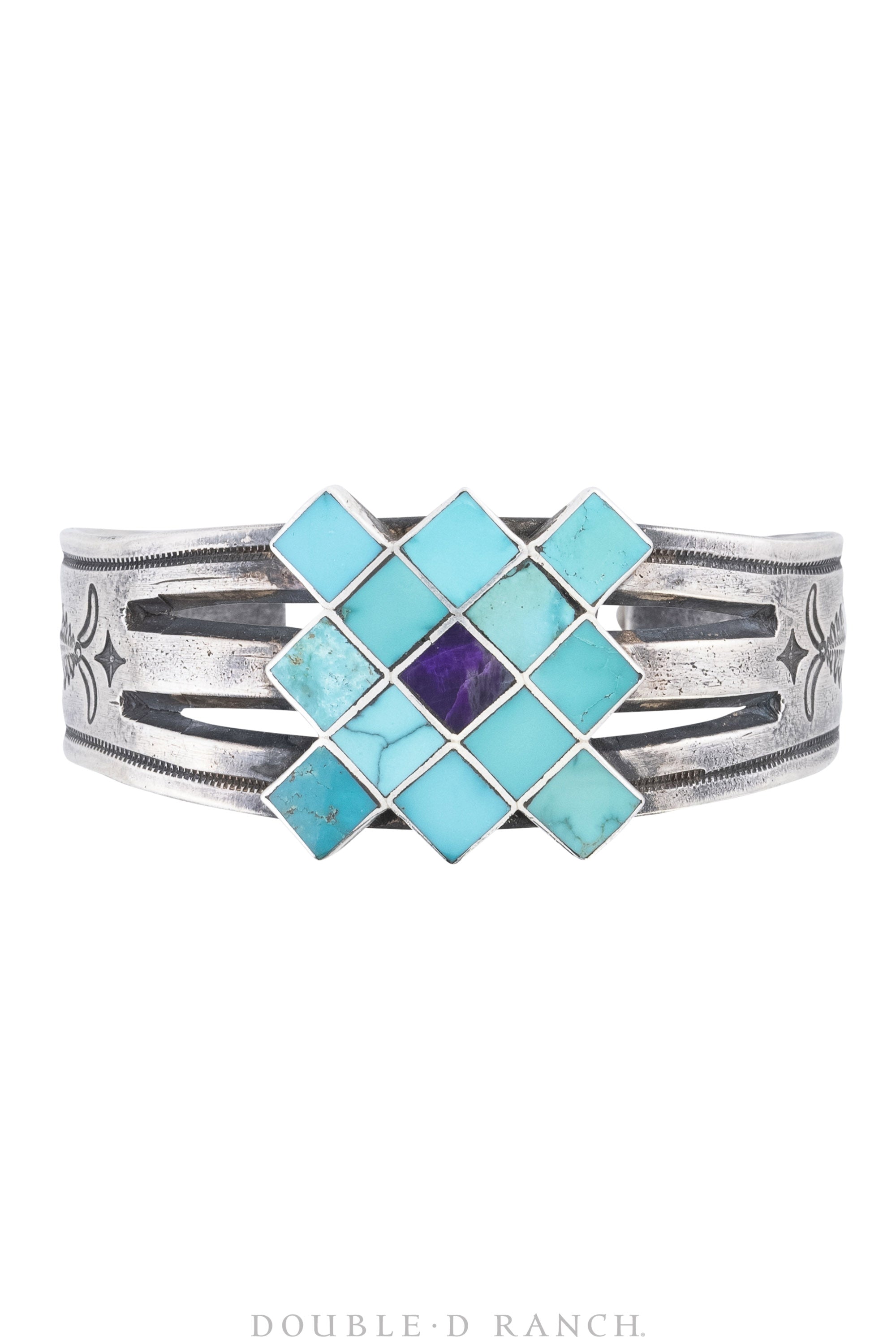 Cuff, Inlay, Turquoise & Lapis, Coin Silver Artisan, Hallmark, Contemporary, 2908