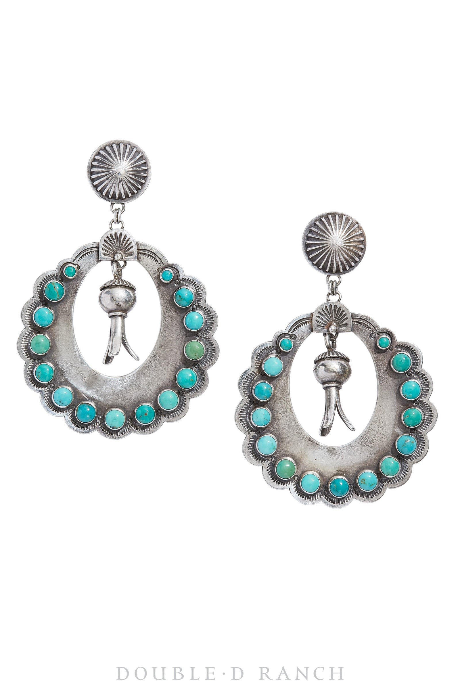 Earrings, Hoop, Turquoise, Dennis Hogan Hallmark, Contemporary,1135