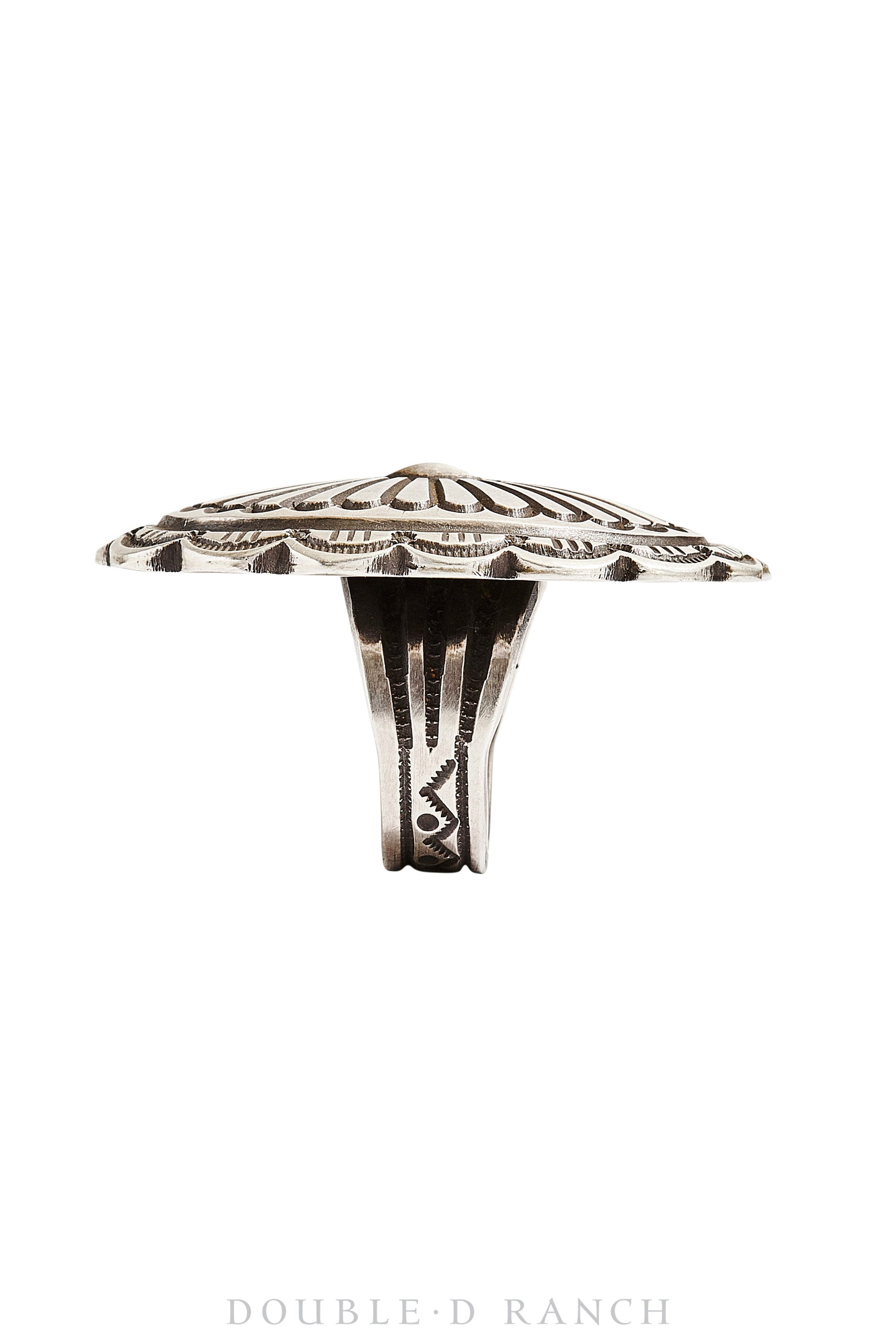 Ring, Concho, Sterling Silver, Stampwork, Artisan, Hallmark, Contemporary, 1078