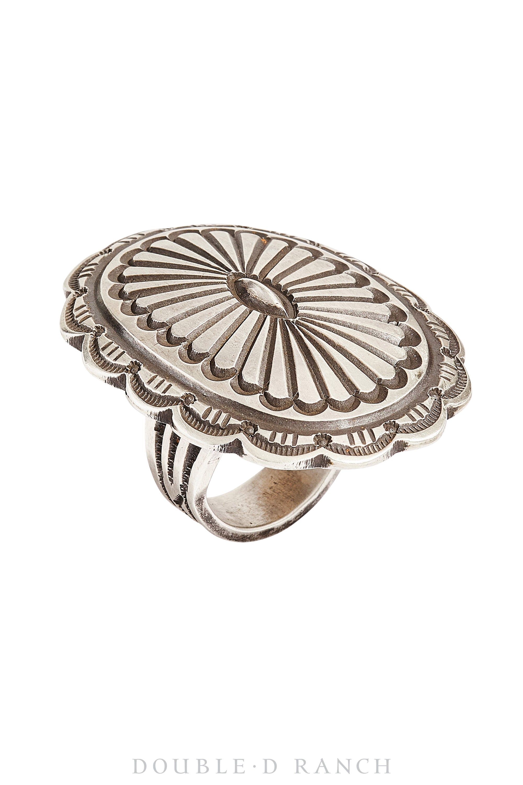 Ring, Concho, Sterling Silver, Stampwork, Artisan, Hallmark, Contemporary, 1078