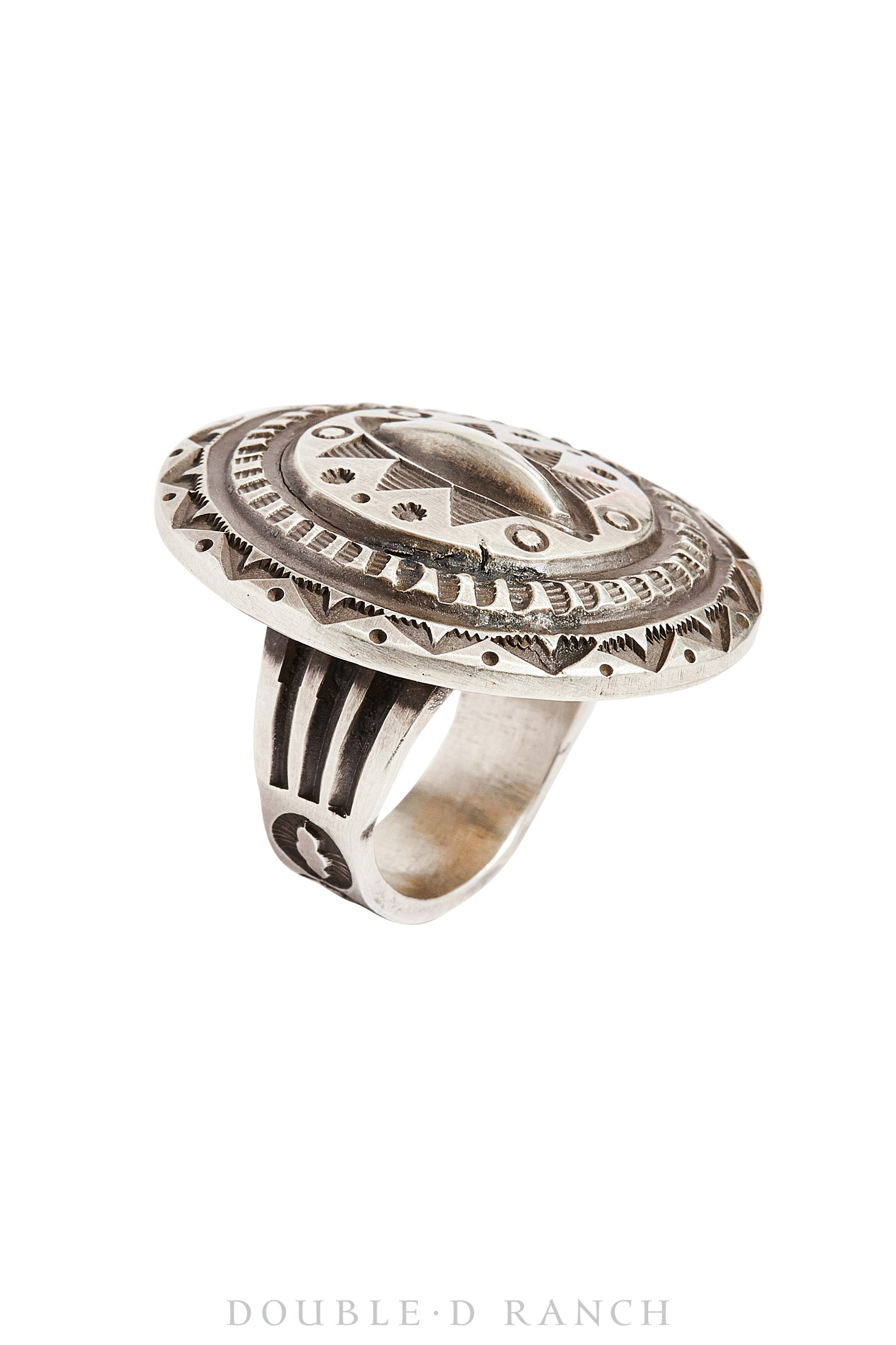 Ring, Concho, Sterling Silver, Stampwork, Hallmark, Contemporary, 1081