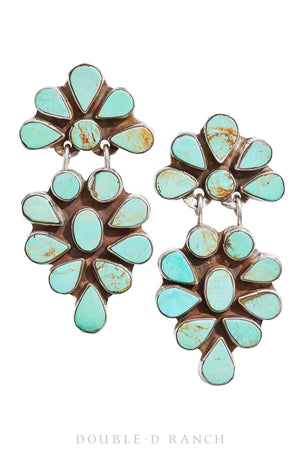 Earrings, Oscar Betz, Triangle, Turquoise, Hallmark, 512T2